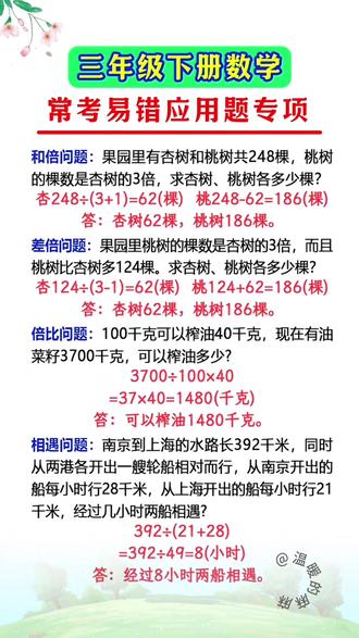 #三年级,下册数学应用题难度增大,孩子不会做,准备这本同步课本的#思维应用题 每天练一练,提升数学思维和解题能力#数学思维#小学数学#必考考点