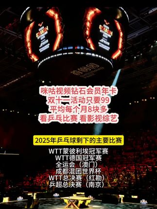 一年一次的双十一,错过要等明年了,抓紧冲#咪咕会员#双十一活动价#咪咕看乒乓#乒乓球比赛#乒乓球迷