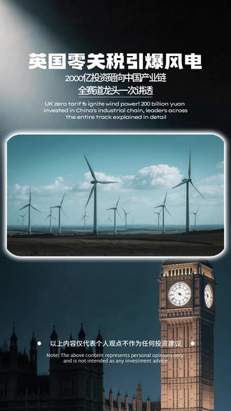 英国#零关税 引爆风电!2000亿投资砸向中国#产业链,全赛道#龙头 一次讲透