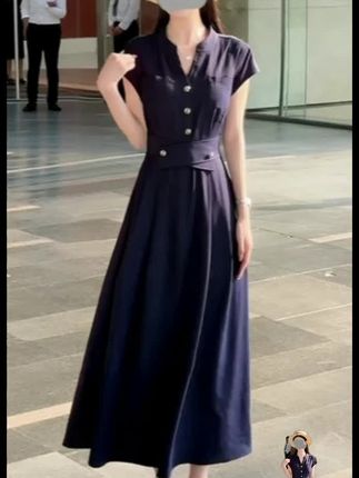 小众设计感气质短袖连衣裙女装2025夏季新款通勤显瘦绝美收腰长裙#爆款热卖中 #好物推荐🔥 #大数据推荐给有需要的人 #抖音小助手#连衣裙