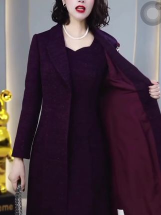 高端中长款风衣连衣裙两件套女2025年春秋爆款妈妈长袖套装礼服裙