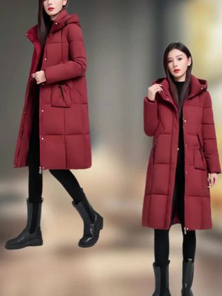 保暖棉服女冬季新款棉衣长款上衣外套连帽宽松加绒大码#冬季最潮女装搭配 #高端大气 #魅力女人 #时尚气质穿搭 #反季特卖