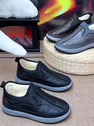 冬季新款绵羊毛雪地靴老北京布鞋男加绒保暖爸爸鞋皮面防水一脚蹬  好物推荐分享给大家!