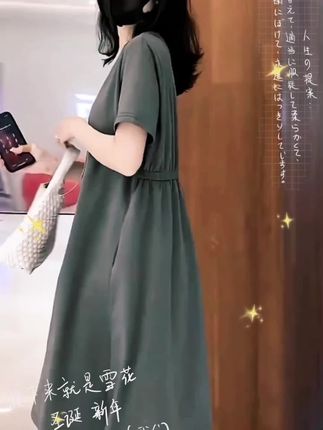 #上热门🔥 时尚宽松大码连衣裙女2025夏季新款胖MM收腰显瘦休闲短袖t恤#与众不同 #完美 #亮点 #爆款热卖中