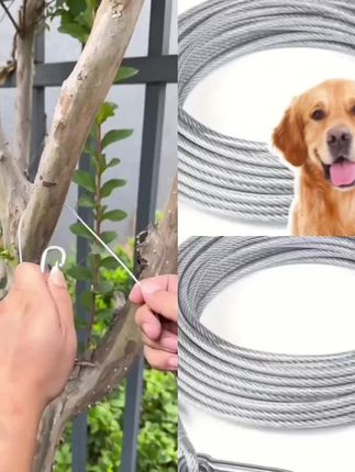 旗旺加长不锈钢狗狗牵引绳狗链小中大型犬宠物防咬包胶晾衣钢丝绳#爆款热卖中 #厂家直发