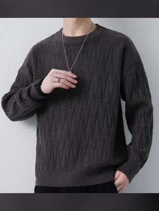 高档圆领毛衣男士打底毛线衣服秋季新款潮牌休闲保暖针织衫男#针织衫 #今日穿搭 #针织毛衣 #上衣穿搭 #毛衣穿搭