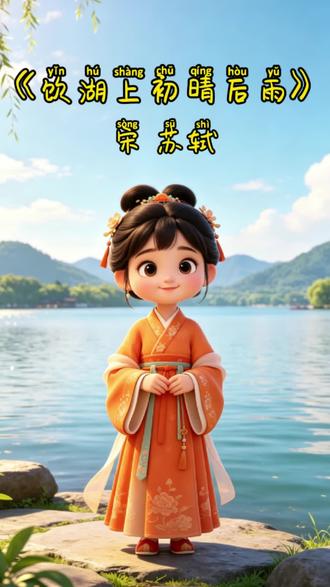 每天学习一首古诗词 今天我们来学习《饮湖上初晴后雨》宋 苏轼#国学启蒙 #古诗词 #幼儿古诗 #传统文化传承 #每天学习一点点