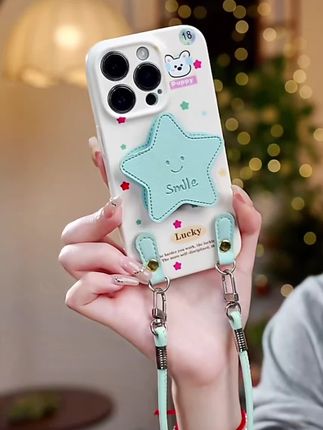 米黄底大蓝星星菲林软壳适用iPhone苹果16手机壳华为oppo小米vivo#手机壳 #手机壳推荐
