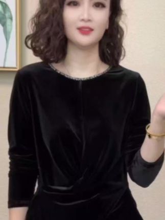 2025秋季新款常规圆领气质时尚洋气长袖纯色女T恤秋季抗皱#951746#时尚穿搭 #时髦穿搭 #时尚