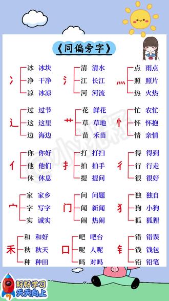 一年级语文同偏旁字积累。#一年级语文 #偏旁部首