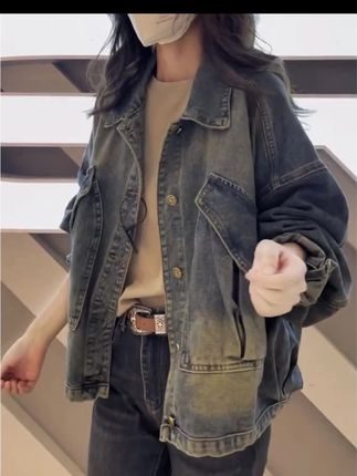#Aimeerosa艾洛莎上衣大码女装#Aimeerosa艾洛莎上衣大码女装2025年春季百搭女士宽松牛仔短外套#自信绽放光芒