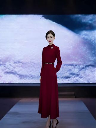 加厚毛呢连衣裙 新款喜婆婆喜妈妈穿搭长裙#这也太好看了 #时尚 #穿搭 #喜婆婆喜妈妈 #气场全开 @DOU+小助手