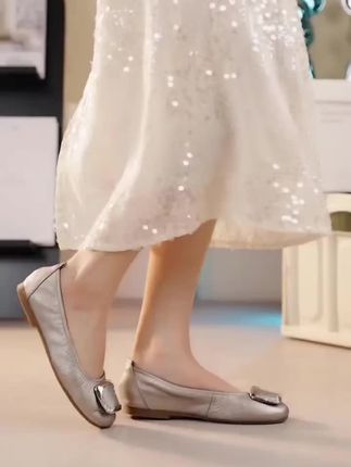 COSTLYGIRL牛皮蛋卷鞋软底浅口妈妈鞋中年豆豆鞋真皮女鞋芭蕾单鞋 #COSTLY #好鞋推荐 #女鞋 #凉鞋#仙女必备