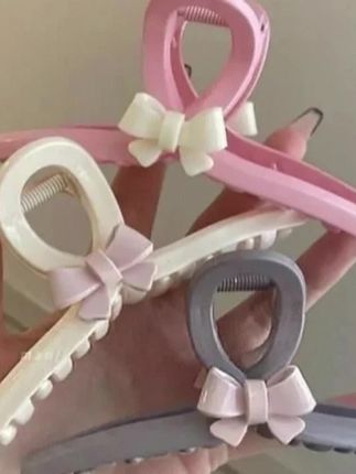 蜜糖小蝴蝶结甜美简约亚克力发夹女后脑勺抓夹大号可爱时尚鲨鱼夹#蝴蝶结抓夹