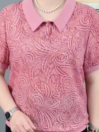 夏季新款时尚娃娃领中老年洋气妈妈装宽松显瘦百搭短袖上衣#夏季新款 #时尚妈妈装 #洋气减龄 #显瘦搭配 #百搭上衣