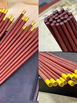 餐具红檀木红木筷子家用25cm圆福实心实木筷无漆无蜡防霉高档筷子###筷子 #红檀木筷子 #家用筷子 #餐具筷子 #筷子推荐