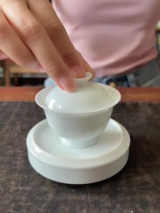 翰文堂迷你小元宝景德镇纯手工泡茶盖碗一个人独饮小盖碗小容量#茶具好物推荐 #高端茶器 #爱生活爱喝茶