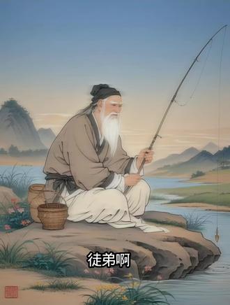 古画里的老者悠然垂钓,快来感受这份宁静 #手绘画 #钓鱼 #乡村风景@达亿瓦官方账号 @三分有点库