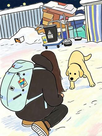 狗子:回家咋不来个电话呢 #画一个故事 #滑雪 #金毛 #搞笑#姓名