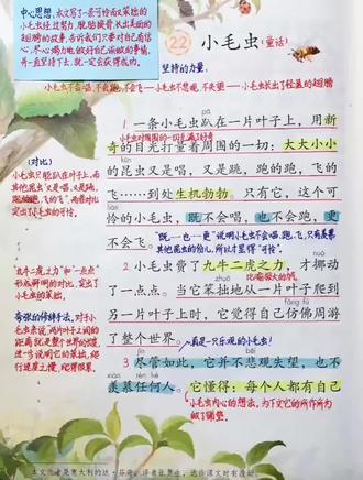 小学二年级语文下册《小毛虫》 #小毛虫#语文#语文笔记#小学语文#二年级语文下册 小学二年级语文下册《小毛虫》课堂笔记与朗读