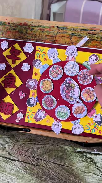 会旋转的年夜饭立体手抄报你见过吗?#年夜饭手抄报 #会旋转的年夜饭手抄报 #立体手抄报 #年夜饭立体手抄报 #手抄报材料包