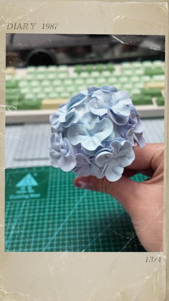 详细解说过程——绣球花(每天学会一种花) 挑战一个月学会黏土裱花(第22天)#绣球花 #黏土教程 #手工 #黏土裱花 #新手裱花