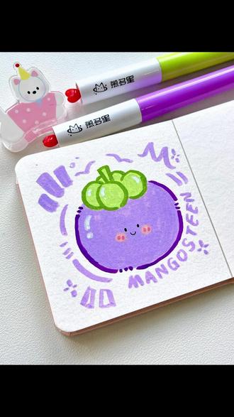 今天画个简单的山竹#丙烯马克笔#画画 #手绘