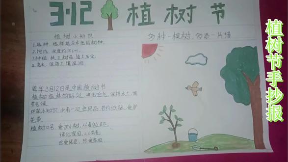 #手抄报 #植树节 今天分享一幅简单的植树节手抄报