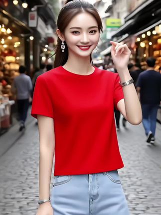 小个子短款t恤女宽松2025夏季新款洋气休闲百搭显瘦女士t恤短袖女#短袖t恤 #宽松显瘦 #多色可选 #百搭上衣 #气质女神穿搭