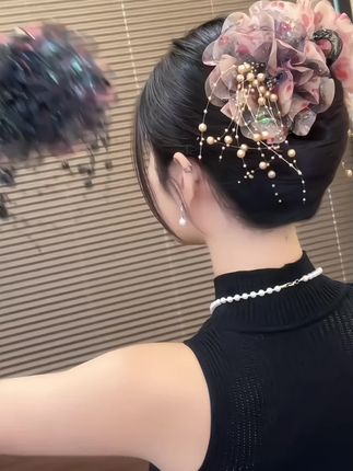 头发稀少的姐妹这样盘头发蓬松饱满,百搭气质显发量,多个颜色可选#夏日必备 #爱自己 #盘发教程 #精致女人精致生活 #头饰发饰