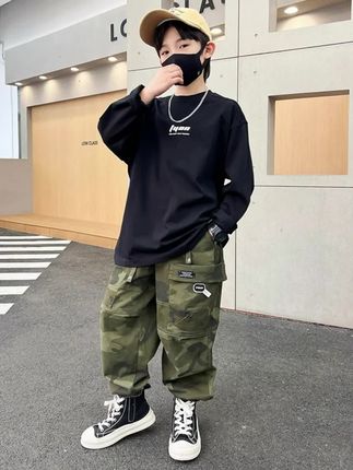 男童春秋迷彩休闲裤2025新款中大童帅气工装裤儿童休闲运动长裤潮#男童穿搭 #工装裤穿搭 #帅气穿搭 #高品质童装