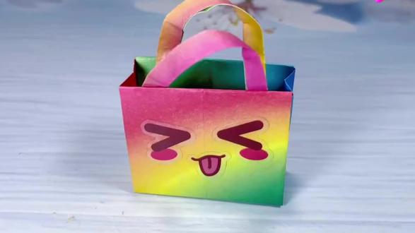 迷你手提袋折纸教程,简单易学脑动大开,创意手工制作#手工折纸 #手工diy #手工折纸教程 #创意手工 #烘焙教程