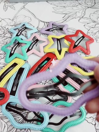 糖果色五角星造型发夹,少女百搭bb夹,轻松夹碎发,彰显可爱少女魅力#糖果色系, #少女风格, #百搭发夹, #PU材质