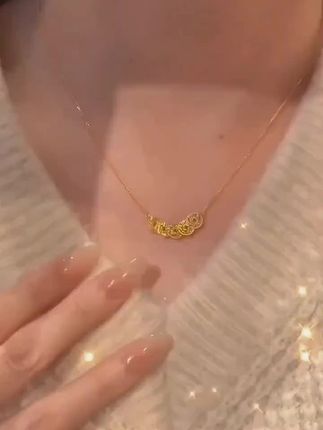 #柯柒 钛钢项链 爆闪金色钱多多项链轻奢时尚气质小众设计感锁骨链