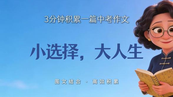 《小选择,大人生》中考满分作文积累 《小选择,大人生》中考满分作文积累|图文结合,高效积累作文素材#中考满分作文 #语文作文 #作文素材 #初中作文 #作文开头 #写作技巧 #可以写进作文里的神仙句子