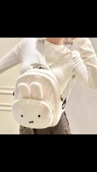 2025秋冬新款卡通可爱米菲兔子羊羔毛两用背包女生小包双肩包书包#双肩包 女生背包#秋冬背包 卡通背包#羊羔毛背包