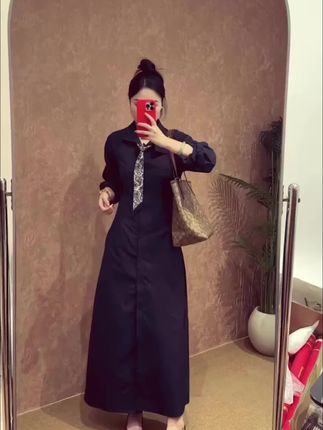 赛里木回忆复古纽扣设计感连衣裙简约款百搭秋冬衬衣裙子 6694##裙子 #秋冬衬衣 #连衣裙 #设计感 #百搭