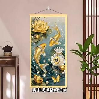 新中式九鱼荷花挂画!茶室书房摆上太有感觉啦 新中式风格的九鱼荷花挂画,挂在玄关、茶室或书房都很合适,自带好寓意,让空间更有格调~#居家好物 #家居好物 #装饰画 #玄关装饰画 #用中式美学打开夏天