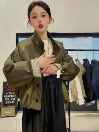 设计感格子拼接短外套女欧洲站2025年早秋新款时尚百搭显瘦上衣潮#高级感穿搭 #休闲舒适 #外套穿搭 #夹克外套 #上衣穿搭