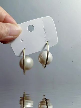 铜合金仿珍珠耳饰 个性夸张大珠耳钉小众设计感高级感2023年新款