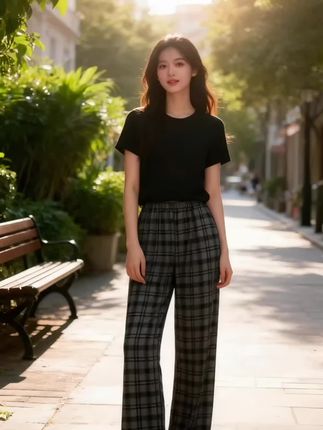 #每日分享 #格子控 #女裤 #休闲舒适 #慵懒风穿搭