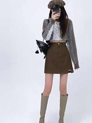 #新品穿搭 【拉夏贝尔】皮裙半身裙女秋冬2025新款高腰a字显瘦pu皮短裙包臀裙#显高显瘦显腿长