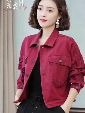 2025网红爆款牛仔外套女韩版工装上衣设计感外套牛仔夹克8118
