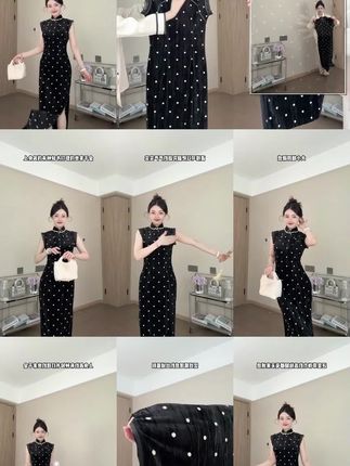 #旗袍连衣裙#修身显瘦#优雅气质 #穿出高级感 【婉婉】玉簪记旗袍早秋新款黑色国风少女日常无袖修身显瘦气质旗袍