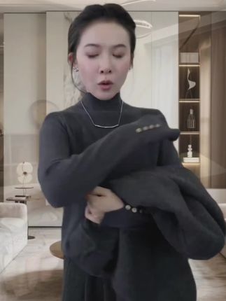 2025秋冬新款韩版简约纽扣半高领针织衫毛衣女打底衫上衣G5-53#轻熟风穿搭 #简约高级感 #日常穿搭分享 #女性穿搭 #打底衫