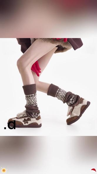 费尔岛加厚保暖雪地靴腿套女款日系百搭配打底裤堆堆袜套阔腿微喇#女士腿套 #费尔岛风格 #雪地靴腿套 #日系搭配 #保暖堆堆袜套