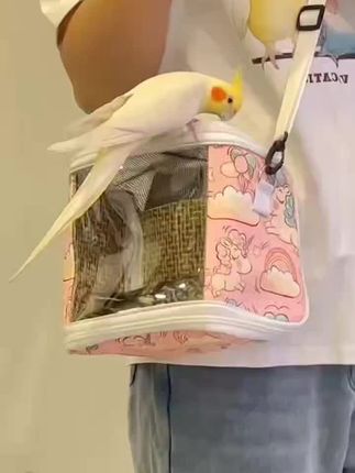 #鹦鹉外出包 斜挎透气春夏秋踏青虎皮牡丹鸟笼玄风便携外带包赠尿片#鹦鹉外带包#手养鹦鹉#带鹦鹉出去玩