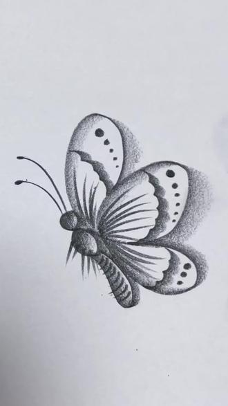 提笔妙画蝴蝶🦋#蝴蝶 #炭笔画 #手残党 #一学就会系列 #跟着抖音学画画