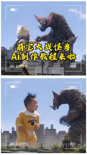 萌宝宝大战怪兽A i制作教程#剪映 #萌宝打怪兽 #萌宝大战怪兽 #打怪兽#萌宝Ai
