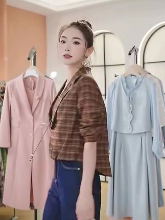 F3033新款假两件格子秋季上衣#假两件上衣 #秋季新款 #洋气小衫 #穿出高级感 #气质小衫